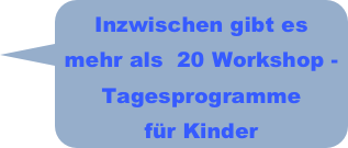 Inzwischen gibt es mehr als  20 Workshop - Tagesprogramme 
für Kinder 